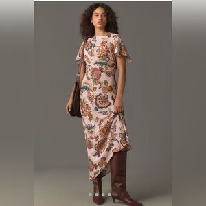 Kachel Flutter-Sleeve Slip Dress - size 8